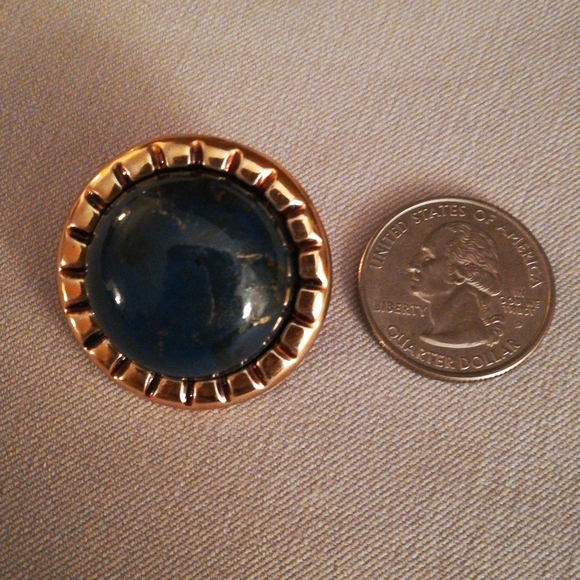 Vintage Dark Blue & Gold Earrings - Picture 4 of 4